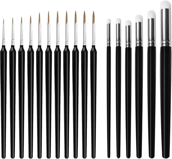 17 stuks aquarelpenselenset, 11 nylon ronde penselen en 6 drybrush, professioneel schilderen op nummer, aquarelpenselen, modelbouw, kunstenaarskwast, penseel voor acryl, olie, gouache, waterverf