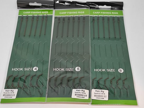 18 luxe karper onderlijnen set met krimpkous en anti tangle sleeve haakmaat 4