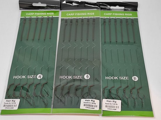 18 luxe karper onderlijnen set met krimpkous en anti tangle sleeve haakmaat 8