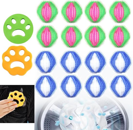 18 stuks herbruikbare huisdierhaarverwijderaar voor wasmachine - pluizenbollen verwijderen . van Merkloos