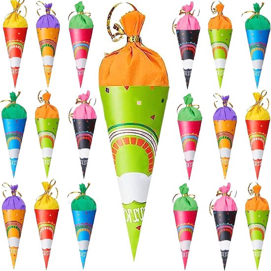 18er Pack Geschwister Schultüten - 25 cm Zuckertute mit Name und Geschenkbox für Jungen und Mädchen . van Merkloos