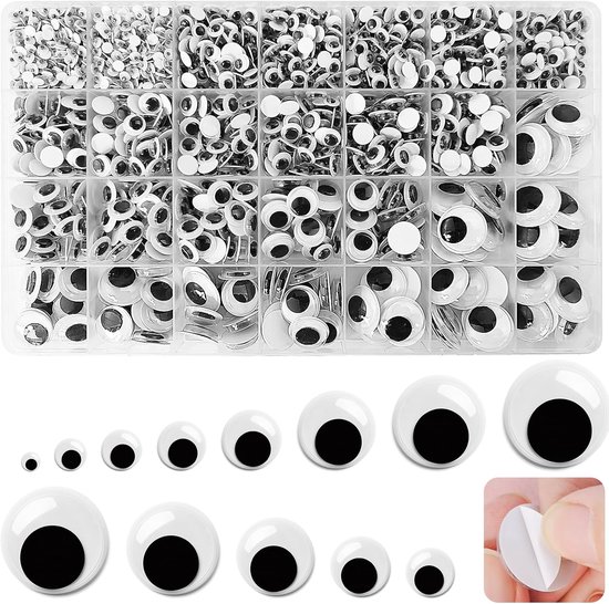 1970 Stuks Zelfklevende Wiggly Eyes, 4-20mm Googly Eyes Wiebelogen, 8 Maten Zelfklevende Ogen Zelfklevend, Googly Eyes Zelfklevende Ogen Voor Diy Scrapbooking Craft Poppenogen