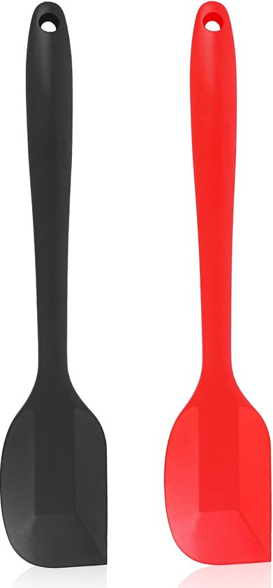 2-delig (28,5 cm), siliconen spatel, bakaccessoires met metalen kern tot 220 graden, BPA-vrij (rood zwart)