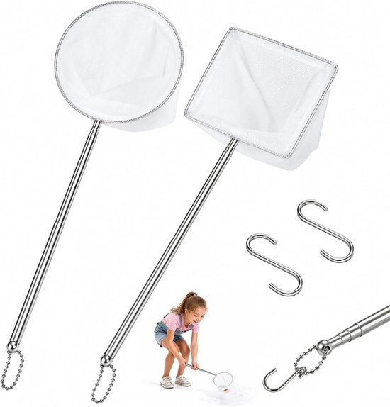 2-delig met telescopische handgreep en 2 S-haken – net voor zwembad, vijver, spa, kleine vijver buiten