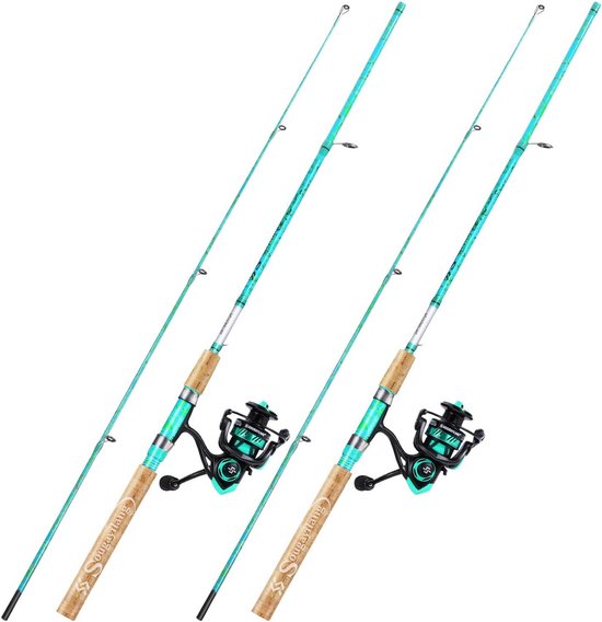 2-delige Hengel en Haspel Combo - 1.57m Grafiet & Glasvezel Vishengel Set