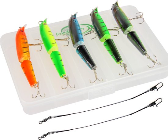 2-delige Kunstaas Pluggen Set met Stalen onderlijnen - 11cm - 15g - 8-delige set - Roofvissen - Kunstaas set voor Snoek, Zeebaars, Baars, Snoekbaars & Roofblei van Element Store