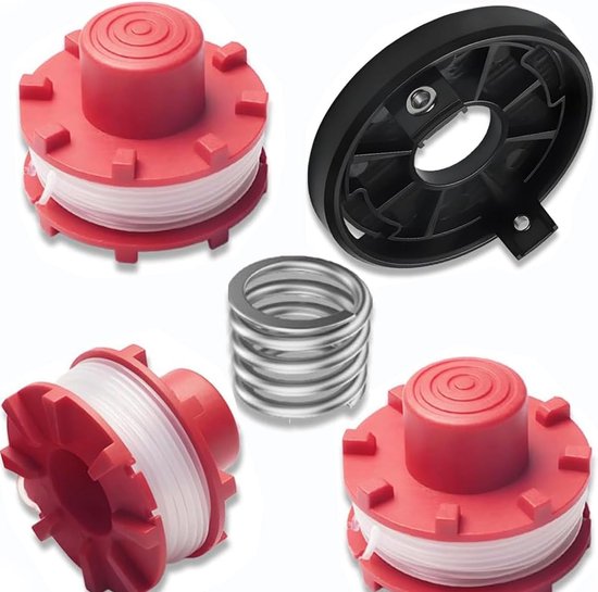 2-delige reservedraadspoel, 1 x reservedraadspoelkappen, 1 x trimmerkopveer Compatibel met Einhell GE-CT 36/30Li E, grasmaaier-accessoires, vervangt Einhell 3405096 reservedraadspoelen. (EN-RED-3+1+1)