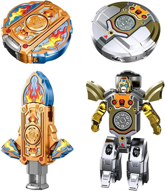 2-in-1 vervormbare fidget spinner robotspeelgoed, handspeelset, zilver