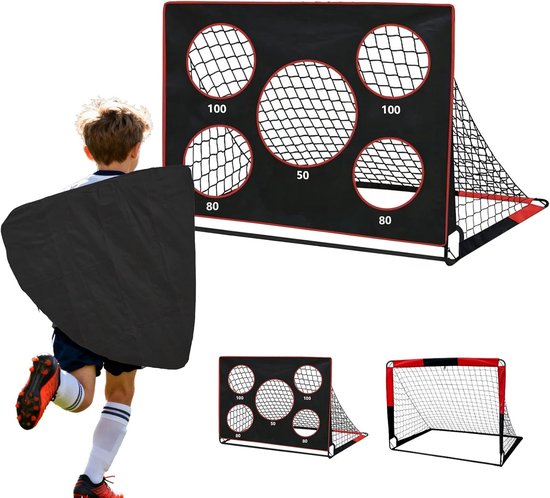 2-in-1 voetbaldoel voor tuin, kinderen, opvouwbaar, kleine voetbaldoelen voor tuin, voetbaldoel met doelwand, voetbaldoelen voor kinderen met draagtas, binnen en buiten, voor tuin, park, strand