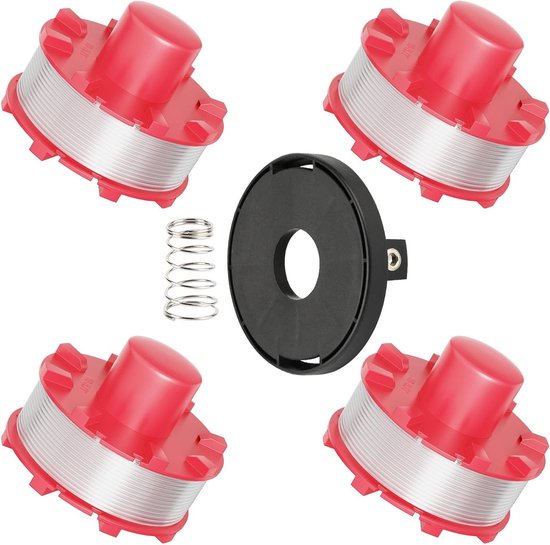 2 mm Grastrimmer Spoel, 8 m Lengte, Geschikt voor Einhell Trimmers, Inclusief 4 Spoelen, 1 Dop en 1 Veer, Tuinaccessoires voor Efficiënt Grastrimmen van Merkloos