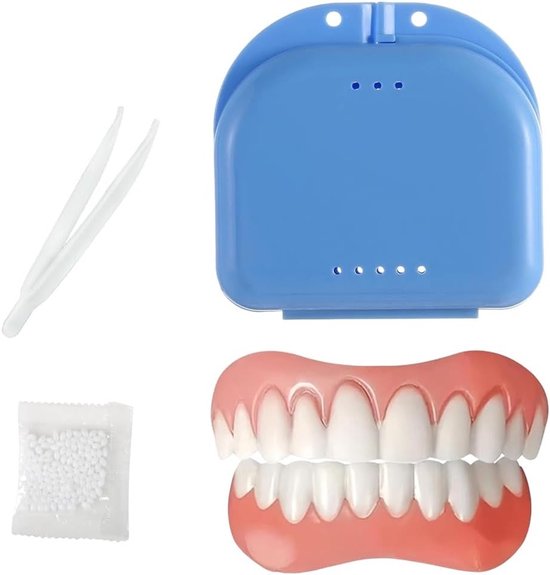 2 Paar Veneers Tanden voor een Stralende Glimlach, Full Mouth Siliconen Prothese Set voor Mannen en Vrouwen, Inclusief Boven- en Onderlijn Kit van Merkloos