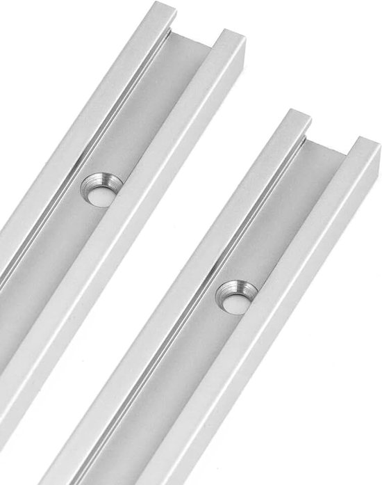 2-pack T-rail aluminium extrusie, 600 mm, dubbel gesneden ontwerp, voor T-bouten, klemmen, schuifblokken