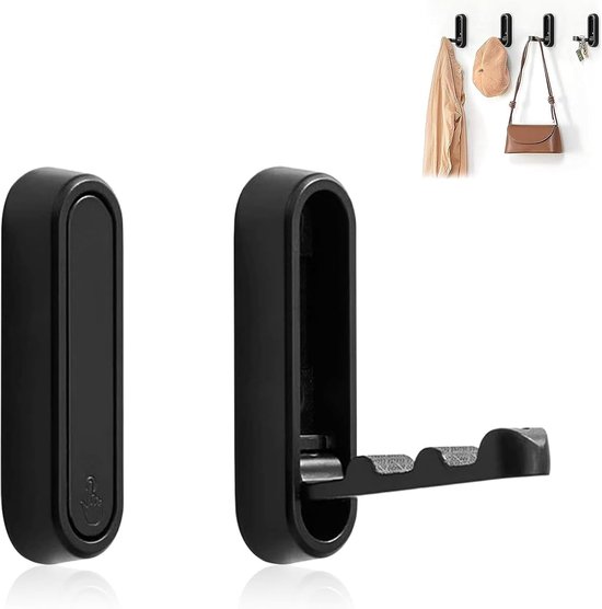 2 Pieces Clothes Hooks Foldable 90 Degree Foldable Clothes Hooks 15kg Wall Hooks Black Folding Hooks Zinc Alloy Hook - ShopVlot
