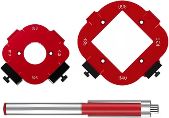 2 set houtfrees sjabloons, sjabloon voor houtfrees R10-R25 R30-R50 voor het bewerken van hout DIY, rood
