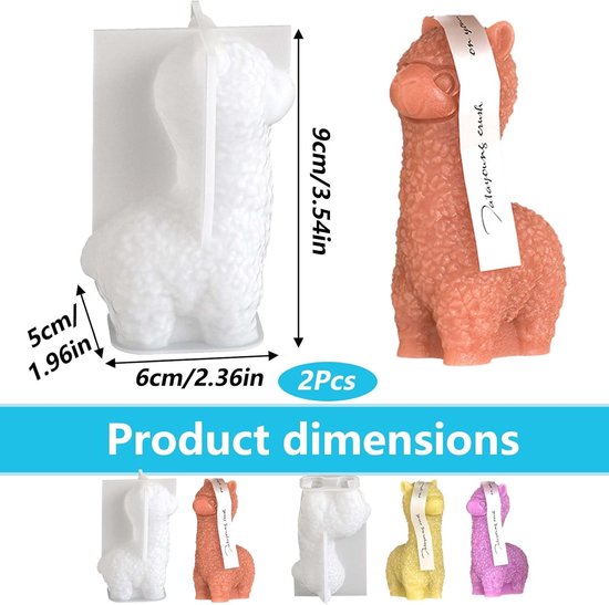 2 siliconen gietvormen voor Kerstmis, alpaca, kaarsen, zeep, gips