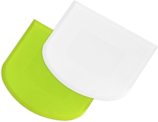 2 STKS Deegschraper Cutter Bowl Schraper Voedselveilig PE Plastic voor Brood Deeg Cake Fondant Chocolade, Multifunctioneel Keukengereedschap, Wit, Groen