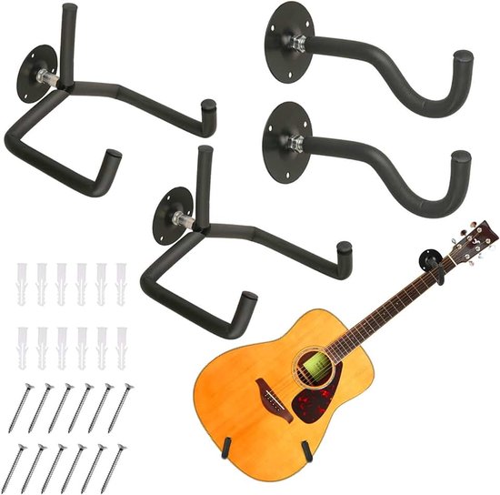 2 STKS Gitaar Wandmontage Horizontale Hanger, Akoestische Klassieke Gitaar Haken Wandhangers Rack Stand, Metalen Gitaarhouder Beugel Display Mount voor Gitaar-Banjo Mandoline