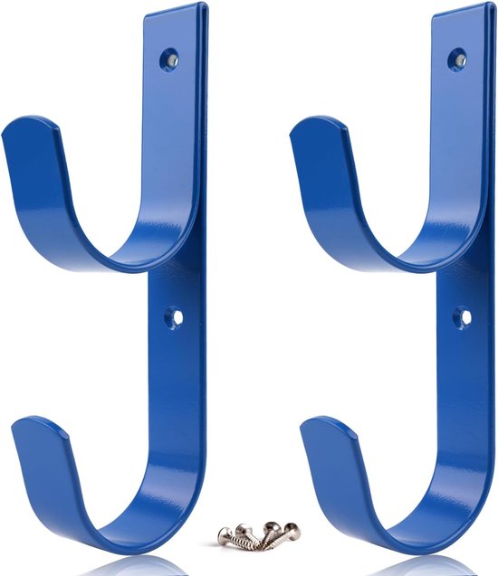 2 STKS Set Brede Pool Pole Hangers Heavy Duty Donkerblauw Aluminium Houder Haken met Schroeven Perfecte Haak Houders voor Zwembad, Telescopische Polen, Skimmers, Netborstels Vacuümslang, Tuin Apparatuur Etc
