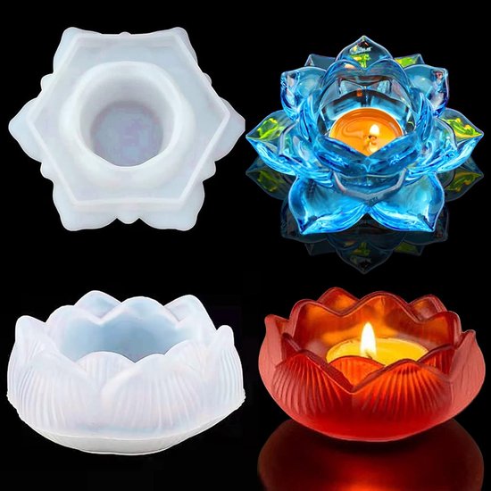 2 Stuk Lotus Kaarshouder Epoxy Hars Mal, Silicone Mal voor