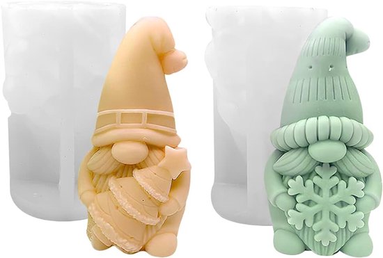 2 stuks 3D kabouter siliconen vorm, dwerg 3D kaarsvorm siliconen vorm gietvormen kaarsen siliconen vorm gietvorm kabouter dwerg vormen zeepvorm