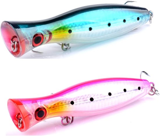 2 stuks 40,3 g vislures, drijvende lures, popper bait topwater vislures grote popper vislures zout water vissen kunstmatige harde lures bas klei popper lures voor seabass, pike