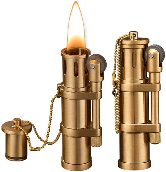 2 stuks aansteker, kerosine aansteker, vintage messing aansteker, vintage mechanische aansteker, navulbare aansteker, jetvlam aansteker, aansteker voor keuken, camping (bevat geen kerosine)