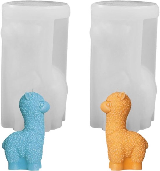 2 stuks alpaca siliconen vormen, 3D alpaca siliconen vorm kaarsvorm, handgemaakte zeep siliconen mal dierenbeeld siliconen vormen gietvormen, alpaca 3D siliconen bakvorm, taartdecoratie, zeep, gips