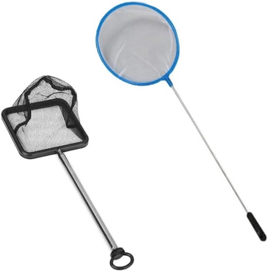 2 stuks aquarium visnet, garnalen vangnet, mini vangnet met telescoopstangen handvat, voor aquarium, meren, vijvers