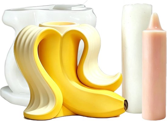 2 stuks bananenkaarsenhouder, siliconen vorm voor kaarsenhouders en doe-het-zelf steunonderdelen