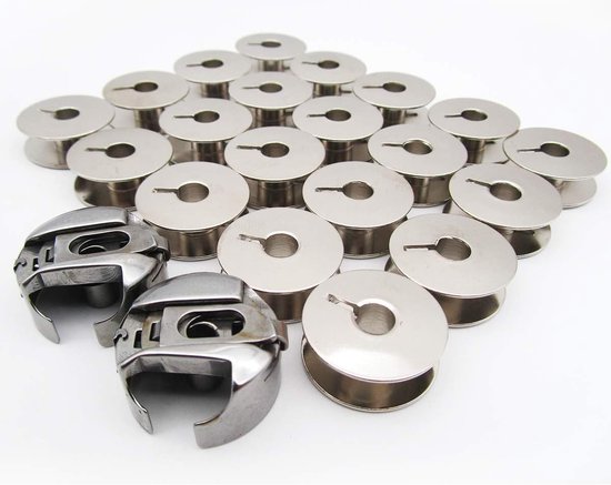 2 Stuks Blikdoos 9076 14mm + 20 Spoelen Geschikt voor PFAFF 130 230 800 1211 1222# 9033S en BC-PF9076(14)-NBL