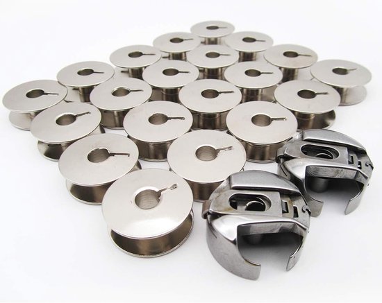 2 Stuks Blikdozen 9076 14mm + 20 Spoelen Geschikt voor PFAFF 130 230 800 1211 1222# 9033S en BC-PF9076(14)-NBL 2 Stuks voor Naaiwerk en Creatieve Projecten