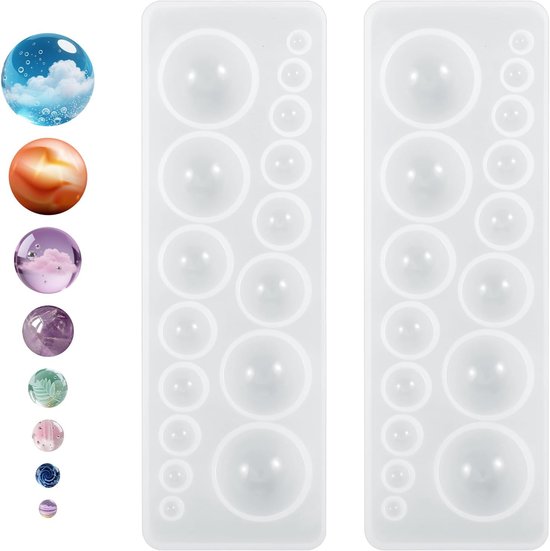 2 stuks cabochon siliconen vormen set, ronde hars edelsteen siliconen mallen cabochon siliconen mallen epoxyhars voor doe-het-zelf hangers halsketting oorbellen sieraden knutselaccessoires