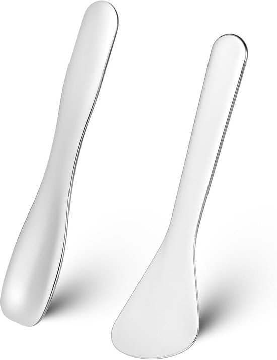2 stuks crèmespatel cosmetica metalen cosmetische lepel herbruikbare mini make-up applicator crèmespatel gezicht cosmetica lepel cosmetische spatel voor gezichtscrème, crème, zilver