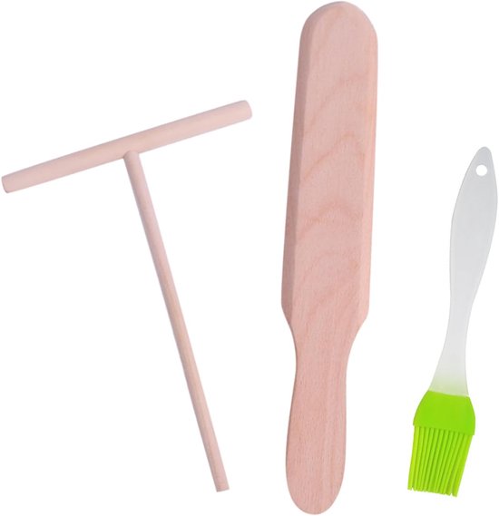 2 stuks crêpes spatel, 1 kwast, applicator van crêpehout, accessoires voor het maken van crêpes, crêpes, galettes