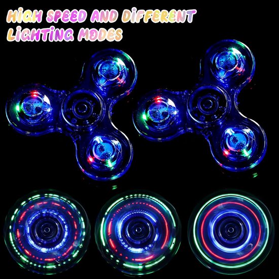 2 stuks Crystal LED Light Fidget Spinner voor Kinderen, Light Up Fidget Toys voor Peuters, Glow in The Dark Party Bag Fillers voor Kinderen Volwassenen (2 Crystal-Blauw)