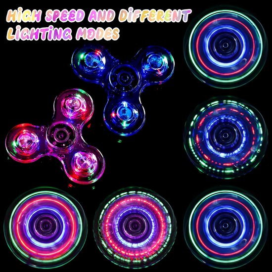 2 Stuks Crystal LED Light Fidget Spinner Voor Kinderen, Light Up Fidget Toys Voor Peuters, Glow in The Dark Party Bag Fillers Voor Kinderen Volwassenen (blauw en Paars)