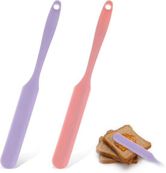 2 stuks deegschraper klein, siliconen spatel klein, 24 cm siliconen schraper met lange greep, mini spatel, siliconen spatel, rubberen keukenschraper voor koken, bakken, roeren