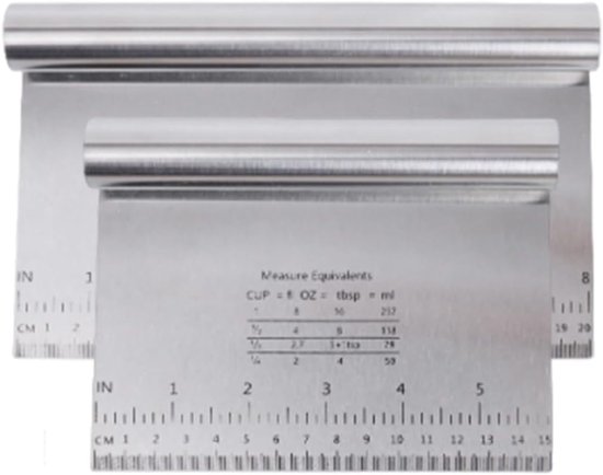 2 stuks deegschrapers roestvrij staal, 15/20 cm deegsnijder met meetschaal, anti-aanbak, deegkaart, bakgerei voor cake, cake, cake, deegkoekjes