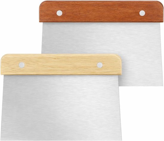 2 stuks deegschrapers, voor bakken en koken, deegkaart roestvrij staal en roestvrij staal deegsnijder als deegsnijder en taartspatel E-delstaal voor keuken en bakaccessoires