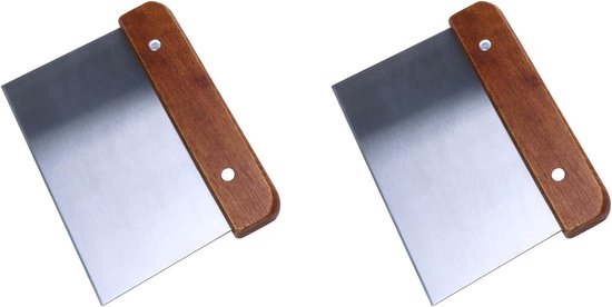 2 stuks deegsnijder roestvrij staal, deegschraper, deegkaart, roestvrij stalen deegsnijder met hout, keukenspatel voor cake, pizza, brood, keukenbenodigdheden (15 cm)