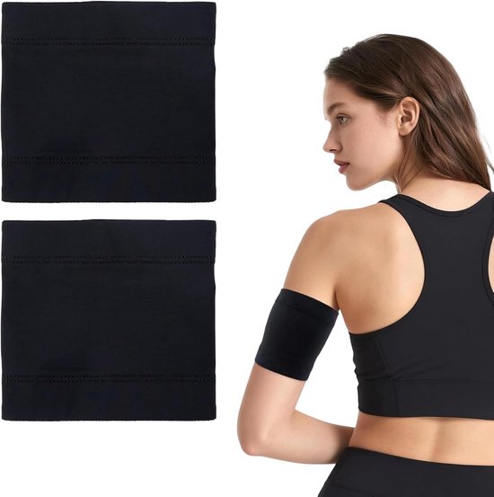 2 stuks diabetes sensor bescherming armband (S), compressiemouwen voor onderarm en bovenarm bandage, glucosesensor fixatie, zwart