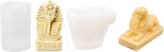 2 stuks Egyptische Cleopatra sfinx siliconen vorm kaarsvorm zeepvorm taart fondant siliconen vormen bakvorm voor taartdecoratie, chocolade, zeep, sojawas, kaarsen, standbeeld, handwerk