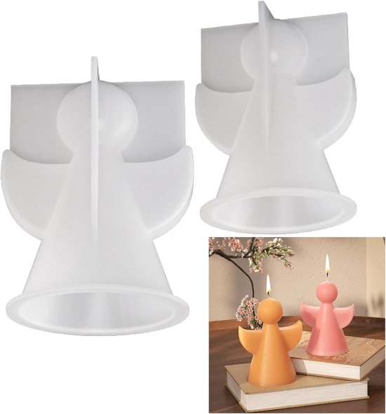 2 stuks Engel siliconen kaarsenvorm - 3D gietvormen set voor DIY kaarsen, zeep, gips en handwerk