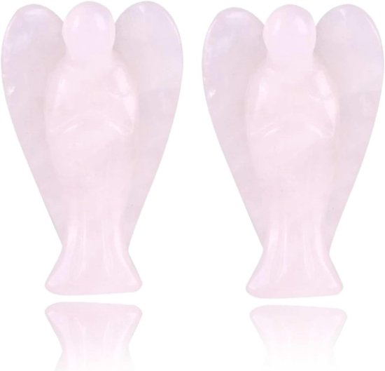 2 stuks engel zak steen, roze kwarts engelen beeldjes natuurlijke rozenkwarts beschermengel mini engel genezing standbeeld;