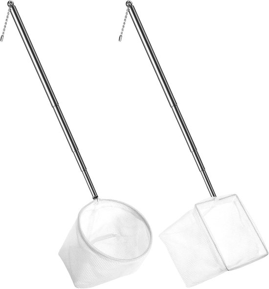 2 Stuks Fijnmazig Aquariumschepnet met Uitschuifbare Handgreep voor Vissen en Garnalen van Merkloos