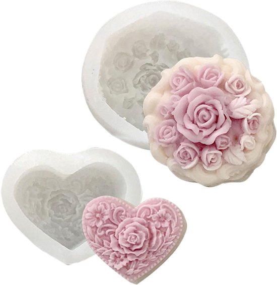 2 stuks gietvormen siliconen, siliconen vormen, gietvormen, zeepvorm, kaarsgietvormen, voor het maken van kaarsen, gips, aromatherapie, knutselen, voor bruiloften, verjaardagen, Kerstmis