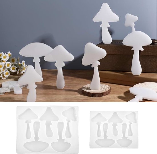 2 stuks gietvormen voor paddenstoelen, 3D-siliconen gietvorm voor epoxyharsvormen, kaarsvormen om te gieten voor kunsthandwerk, zeep, woondecoratie, handgemaakte sieraden