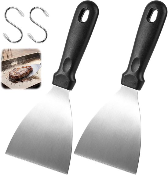 2 stuks grillspatel van roestvrij staal, plancha-spatel, grillspatel