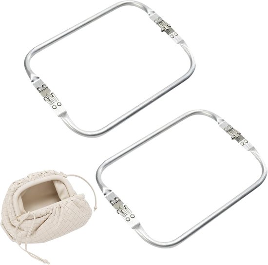 2 stuks handtassluiting haken en handgrepen voor doe-het-zelf tassen maken, muntsluiting en aluminium handtasframe (9 x 25 x 2 cm)