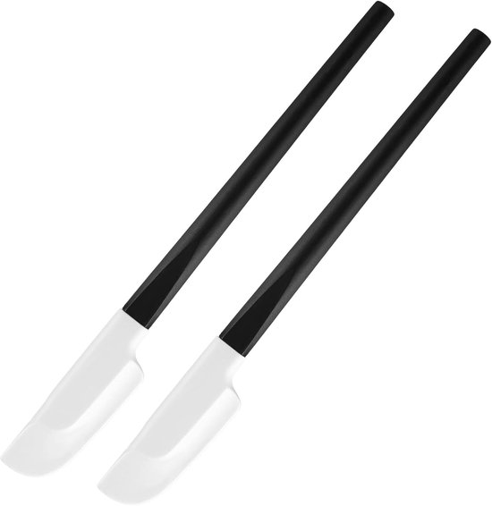 2 stuks houten handgreep bakspatel, 23 cm voedingskwaliteit rubber spatel kleine siliconen spatels voor bakken koken mixen (zwart)